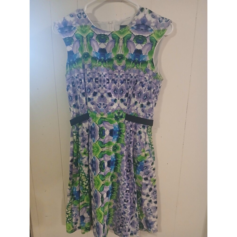 Gabby Skye Sleeveless Easter Dress Size 4 Purple Floral FitNFlare Cottage